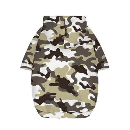 Brown And White Camouflage Print Dog Zip Up Hoodie