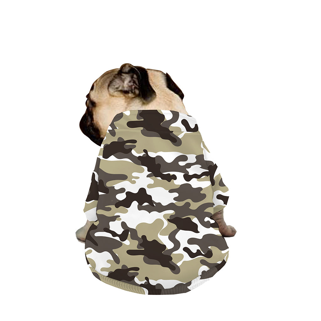 Brown And White Camouflage Print Dog Zip Up Jacket