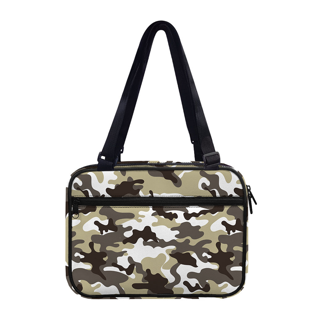 Brown And White Camouflage Print Double Strap Bible Bag