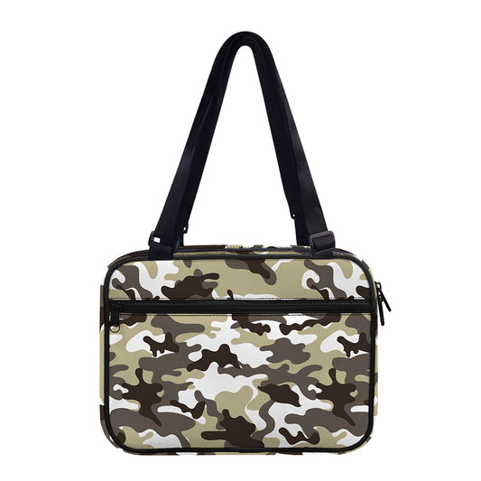 Brown And White Camouflage Print Double Strap Bible Bag