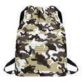 Brown And White Camouflage Print Drawstring Backpack
