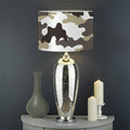Brown And White Camouflage Print Drum Lamp Shade