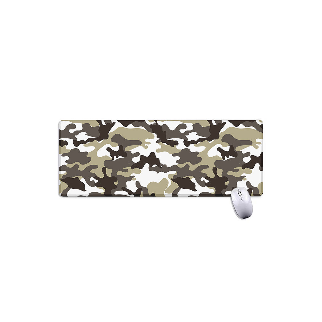 Brown And White Camouflage Print Extended Mouse Pad