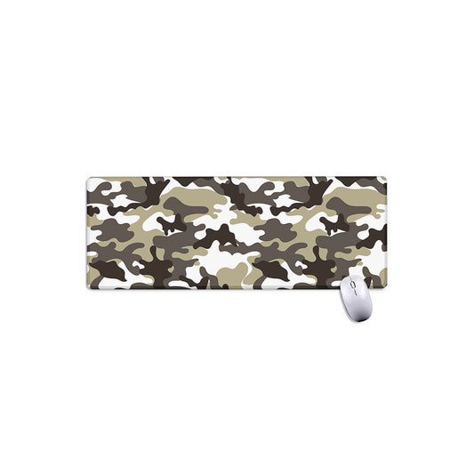 Brown And White Camouflage Print Extended Mouse Pad