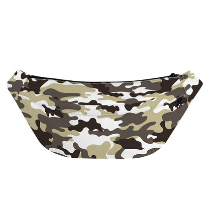 Brown And White Camouflage Print Fanny Pack