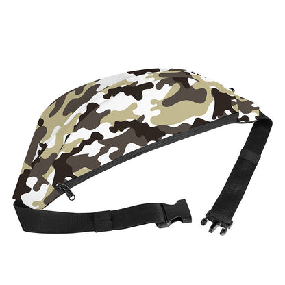 Brown And White Camouflage Print Fanny Pack