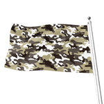 Brown And White Camouflage Print Flag