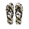 Brown And White Camouflage Print Flip Flops