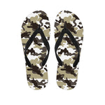 Brown And White Camouflage Print Flip Flops