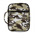Brown And White Camouflage Print Front Pocket Bible Bag