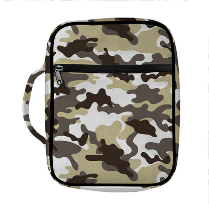 Brown And White Camouflage Print Front Pocket Bible Bag