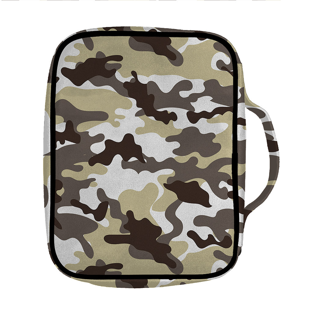 Brown And White Camouflage Print Front Pocket Bible Bag