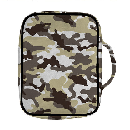 Brown And White Camouflage Print Front Pocket Bible Bag