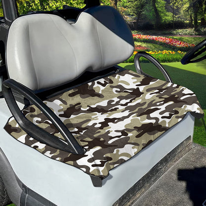 Brown And White Camouflage Print Golf Cart Seat Cover