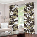 Brown And White Camouflage Print Grommet Curtains