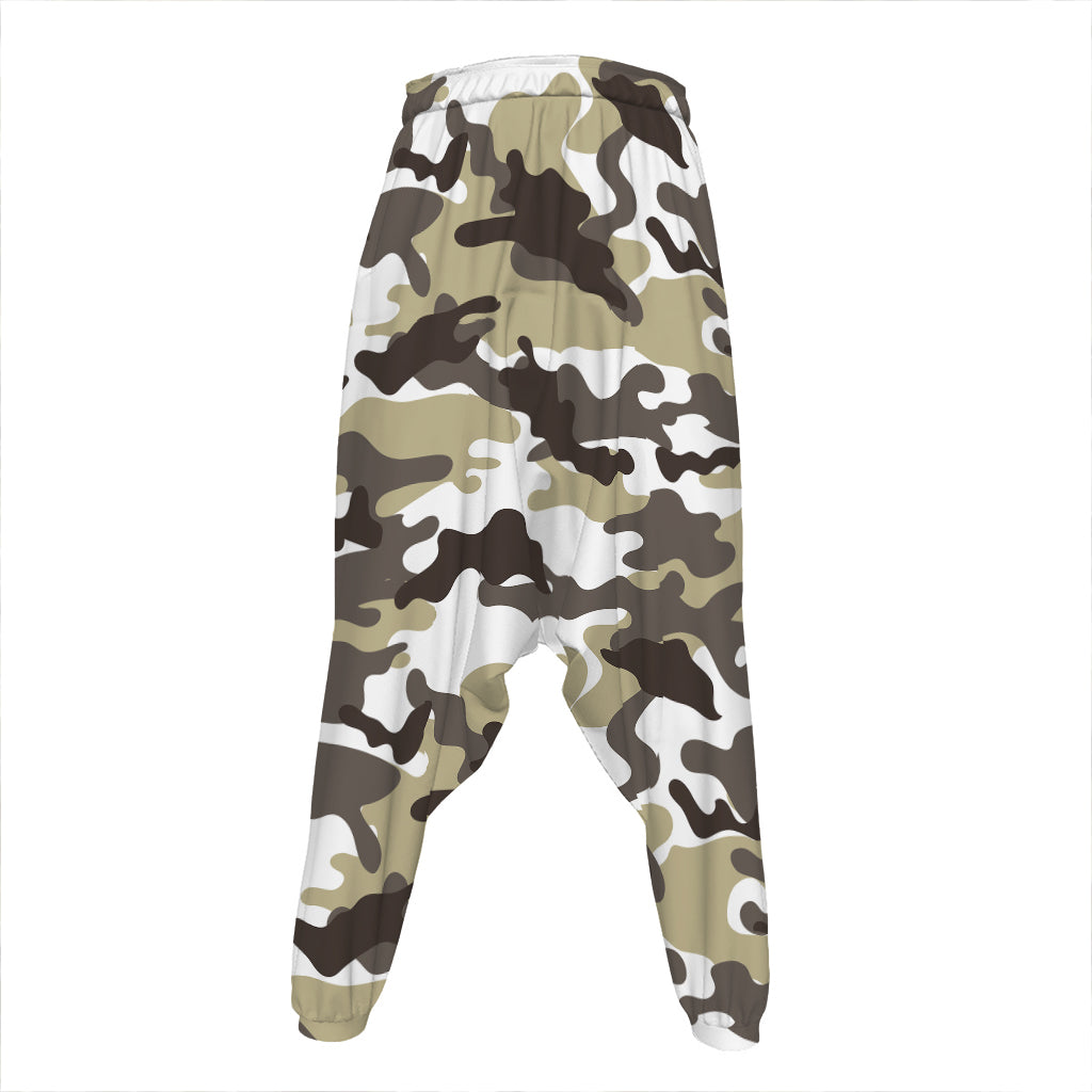 Brown And White Camouflage Print Hammer Pants