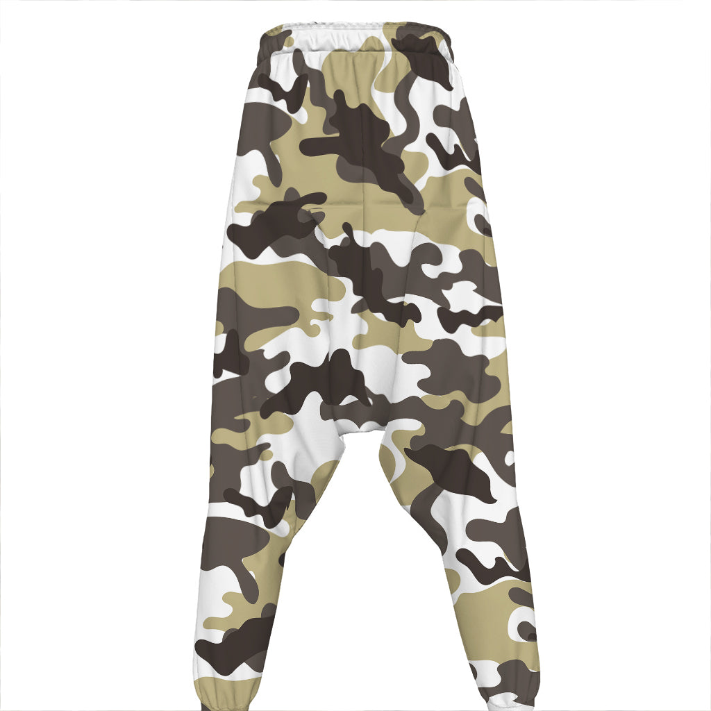Brown And White Camouflage Print Hammer Pants