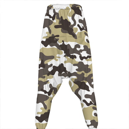 Brown And White Camouflage Print Hammer Pants