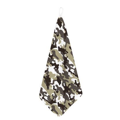 Brown And White Camouflage Print Hand Towel