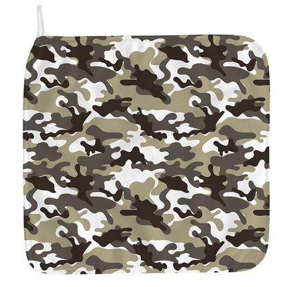 Brown And White Camouflage Print Hand Towel