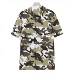 Brown And White Camouflage Print Hawaiian Shirt