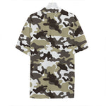 Brown And White Camouflage Print Hawaiian Shirt