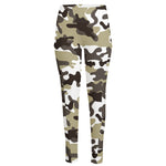 Brown And White Camouflage Print High-Waisted Pocket Leggings