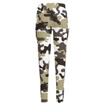Brown And White Camouflage Print High-Waisted Pocket Leggings