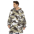 Brown And White Camouflage Print Hoodie Blanket