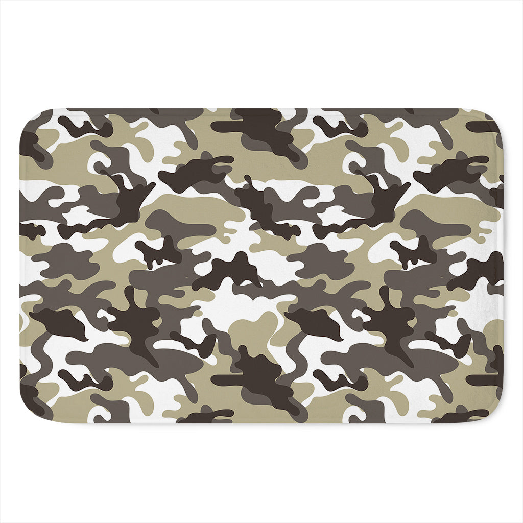 Brown And White Camouflage Print Indoor Door Mat