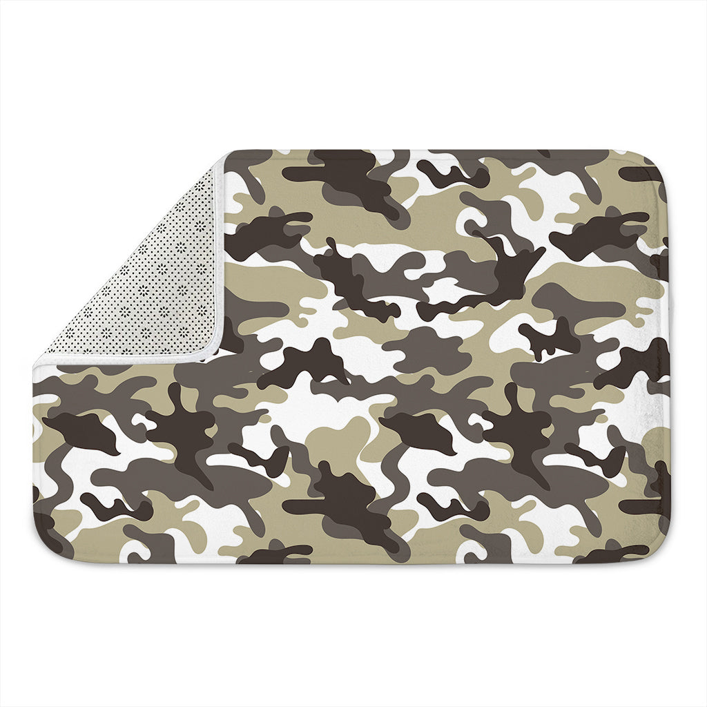 Brown And White Camouflage Print Indoor Door Mat