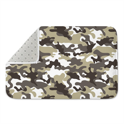 Brown And White Camouflage Print Indoor Door Mat