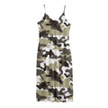 Brown And White Camouflage Print Jersey Midi Cami Dress