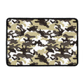 Brown And White Camouflage Print Kitchen Mat
