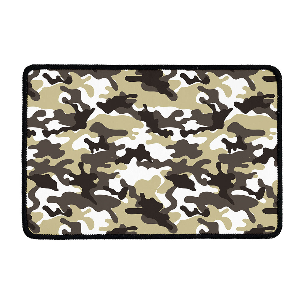 Brown And White Camouflage Print Kitchen Mat