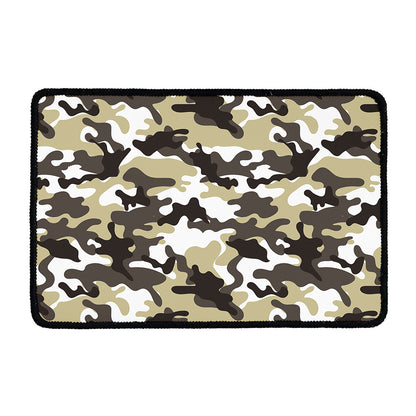 Brown And White Camouflage Print Kitchen Mat