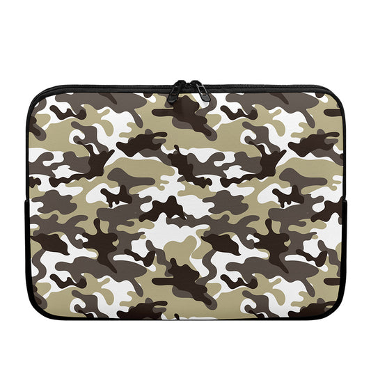 Brown And White Camouflage Print Laptop Sleeve