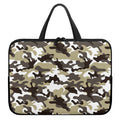Brown And White Camouflage Print Laptop Sleeve With Handle