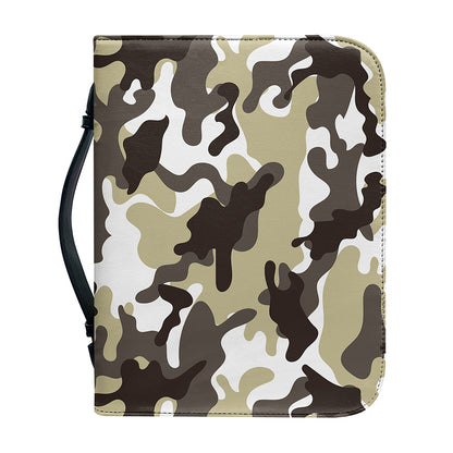 Brown And White Camouflage Print Leather Bible Cover