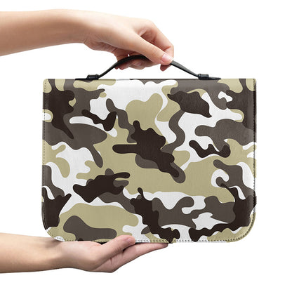 Brown And White Camouflage Print Leather Bible Cover