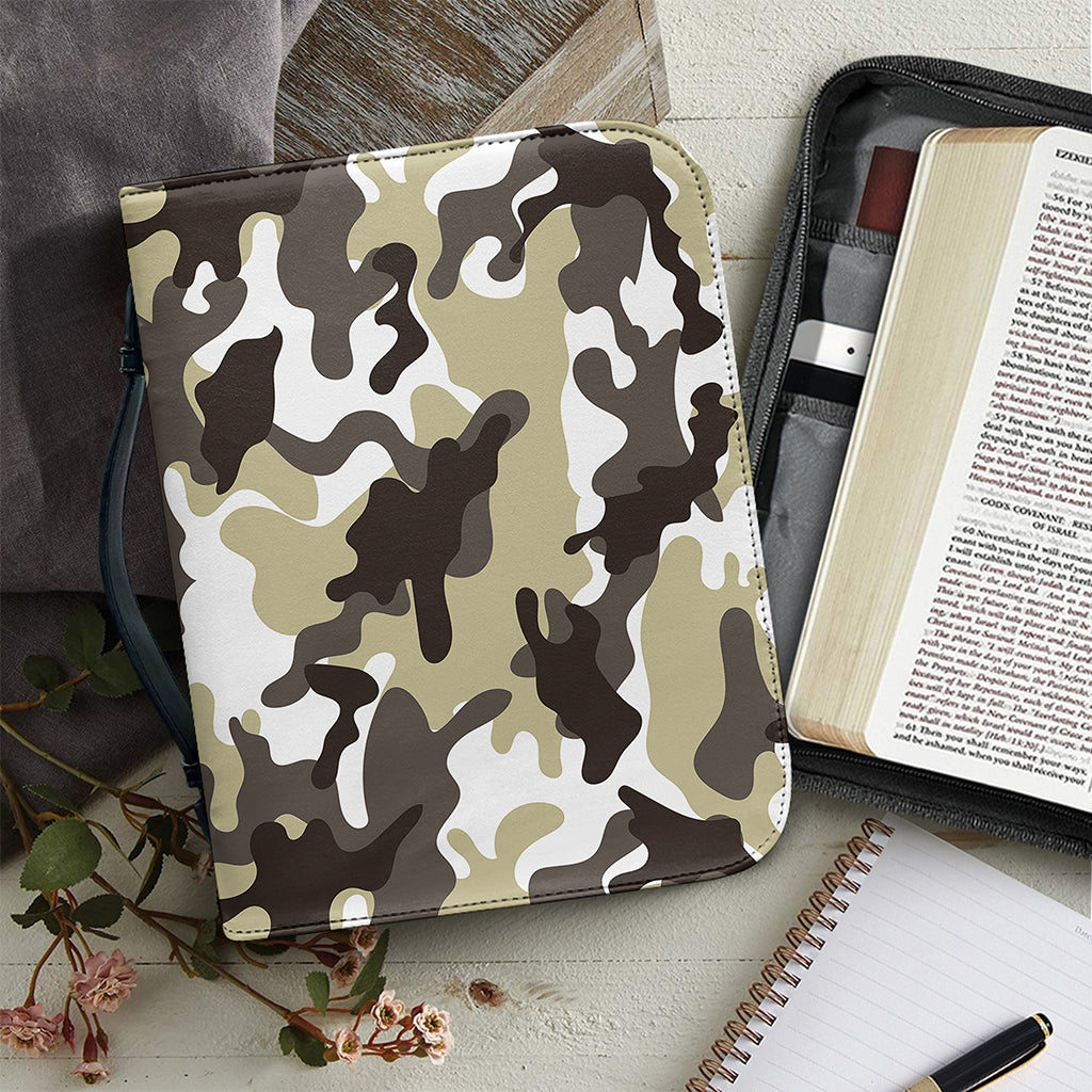 Brown And White Camouflage Print Leather Bible Cover