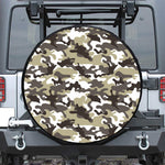 Brown And White Camouflage Print Leather Spare Tire Cover