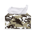 Brown And White Camouflage Print Leather Tissue Box Cover