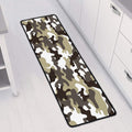Brown And White Camouflage Print Long Kitchen Mat