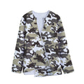 Brown And White Camouflage Print Long Sleeve Short Coat