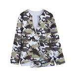 Brown And White Camouflage Print Long Sleeve Short Coat
