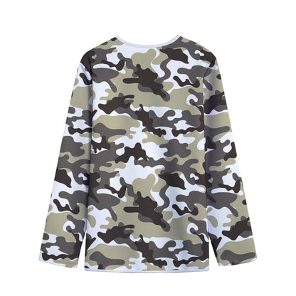 Brown And White Camouflage Print Long Sleeve Short Coat