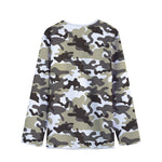 Brown And White Camouflage Print Long Sleeve Short Coat