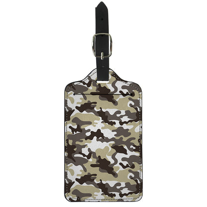 Brown And White Camouflage Print Luggage Tag