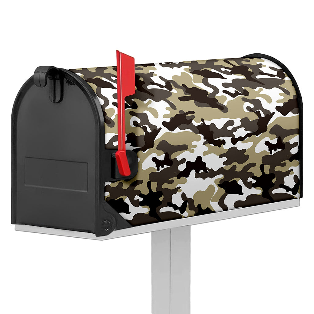 Brown And White Camouflage Print Mailbox Cover